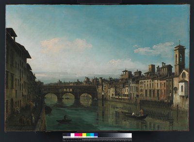 Der Arno in Florenz mit der Ponte Vecchio, um 1745 von Bernardo Bellotto